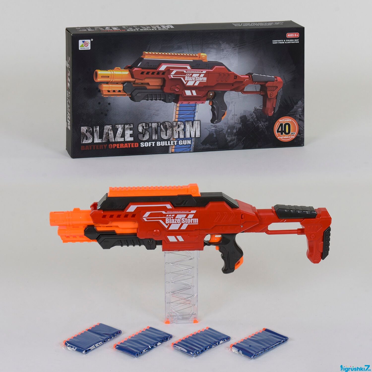 Автомат BLAZE STORM кулі 40шт м'які на батарейках у коробці 59*24*14см ZC7100 Китай