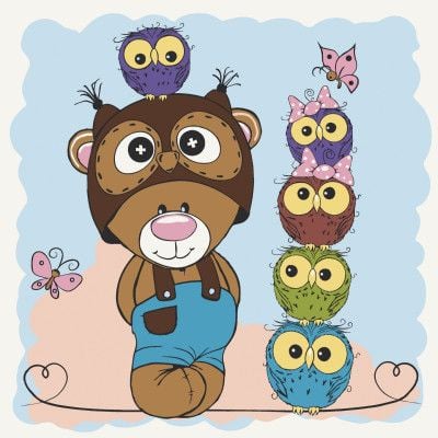 Розфарбовка 30*30см Ведмежа з совенятами на підрамнику фарби пензлики у термоплівці 15564-AC Art Craft